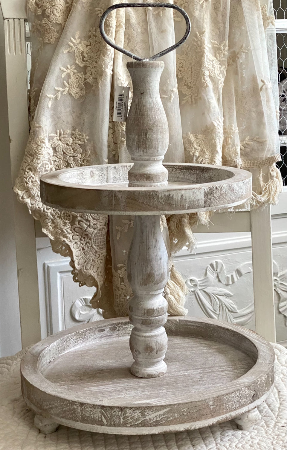 Serviteur bois blanchi H45xL30cm