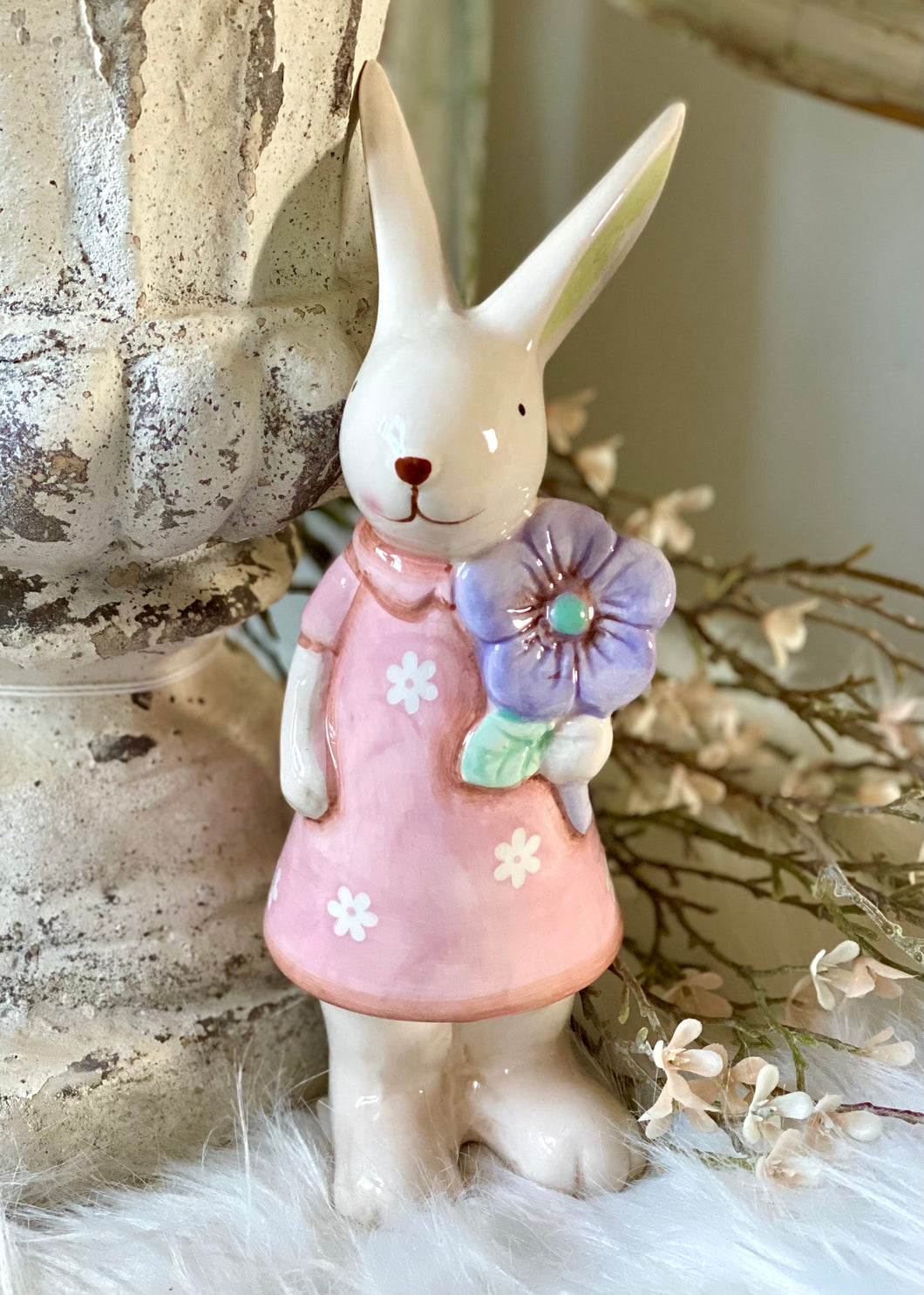 Lapin céramique rose