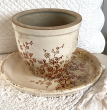 Charger l'image dans la galerie, Ensemble pot + assiette céramique blanc cassé/ brun H15xL23cm
