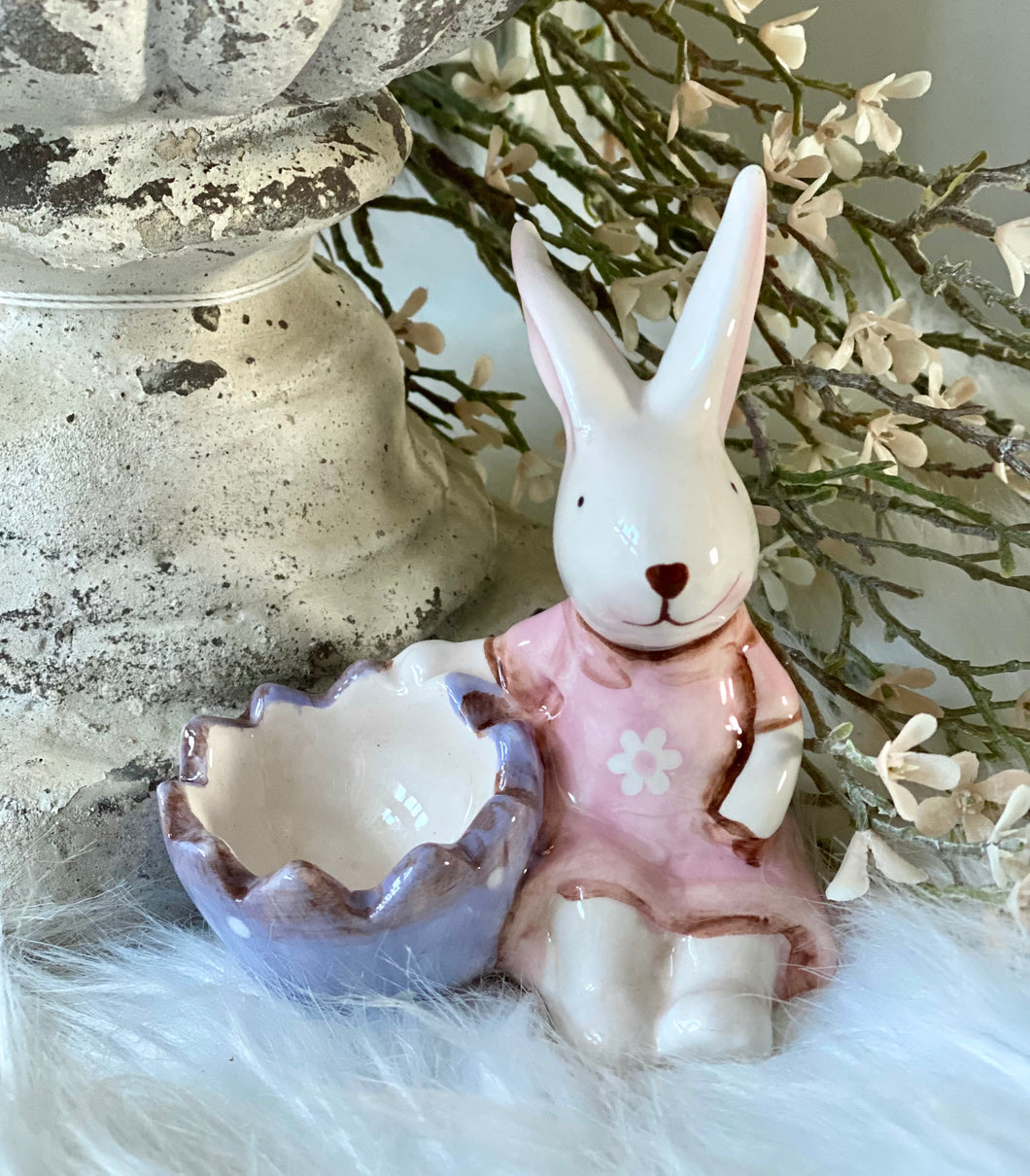 Lapin céramique rose