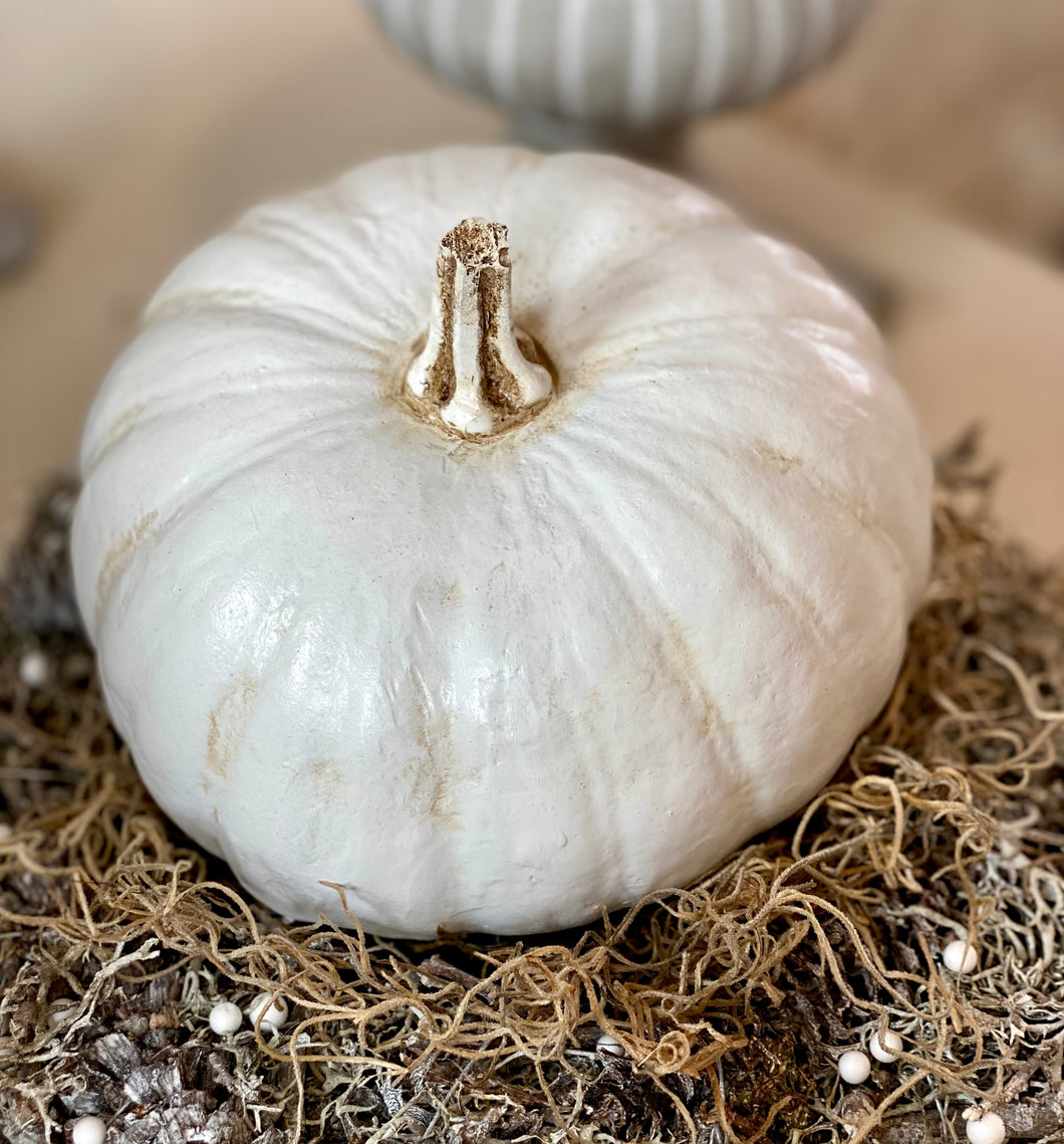 Citrouille céramique blanche H13xL17cm