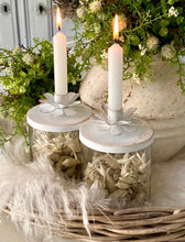 Charger l'image dans la galerie, Bougeoir métal et verre H18xL13cm ( fleurs séchées et bougie comprise)

