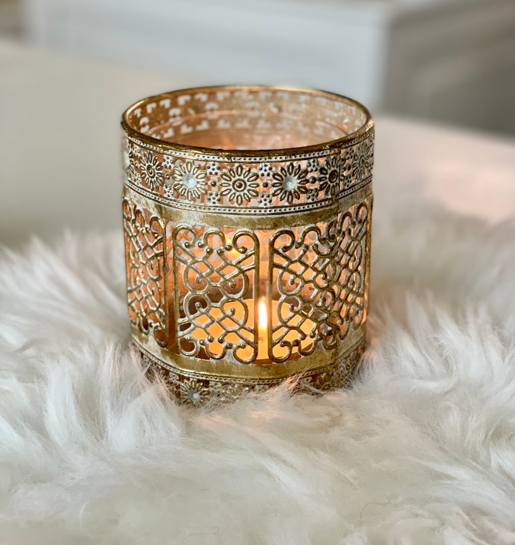 Photophore antique laiton H16xL10cm