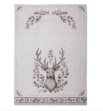 Charger l&#39;image dans la galerie, Torchon de cuisine avec motif cerf 100% coton- 50x70cm
