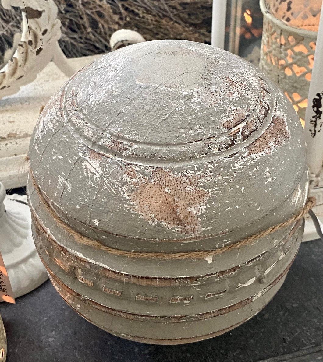 Boule deco bois 18cm