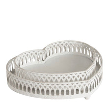 Charger l'image dans la galerie, Plateau ajouré coeur métal blanc GM 28x7cm
