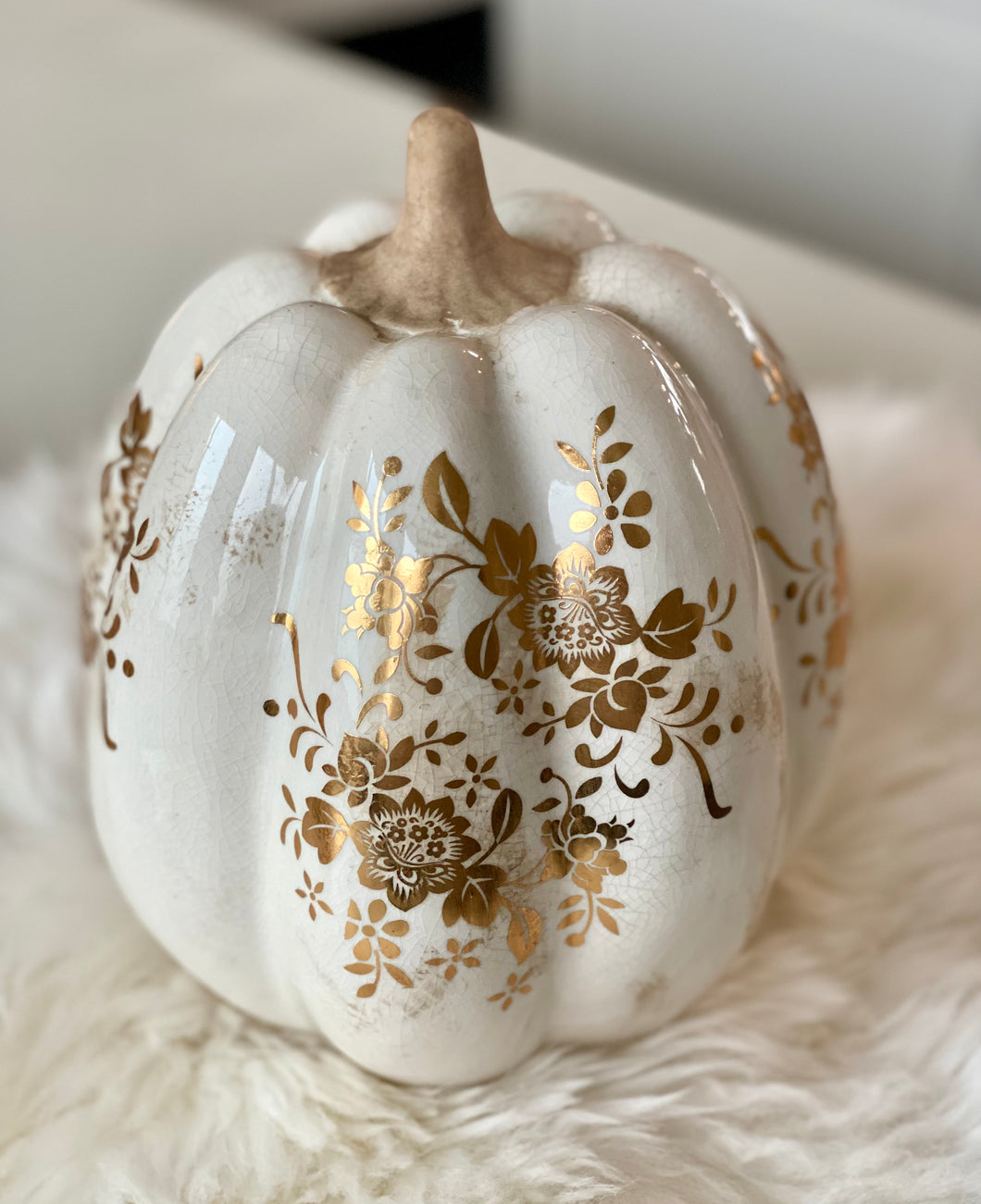 Courge PM blanc cassé /doré H10xL9cm