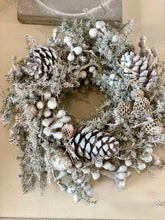Charger l&#39;image dans la galerie, Couronne garnie gris/blanc 20cm
