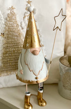 Charger l&#39;image dans la galerie, Gnome blanc et doré H32xL12cm
