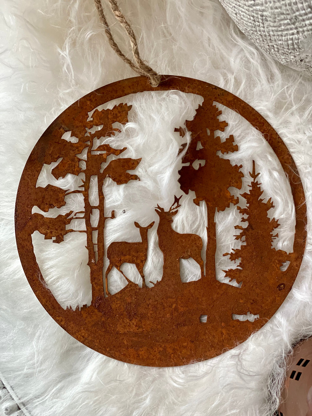 Cercle avec cerfs corten 15cm