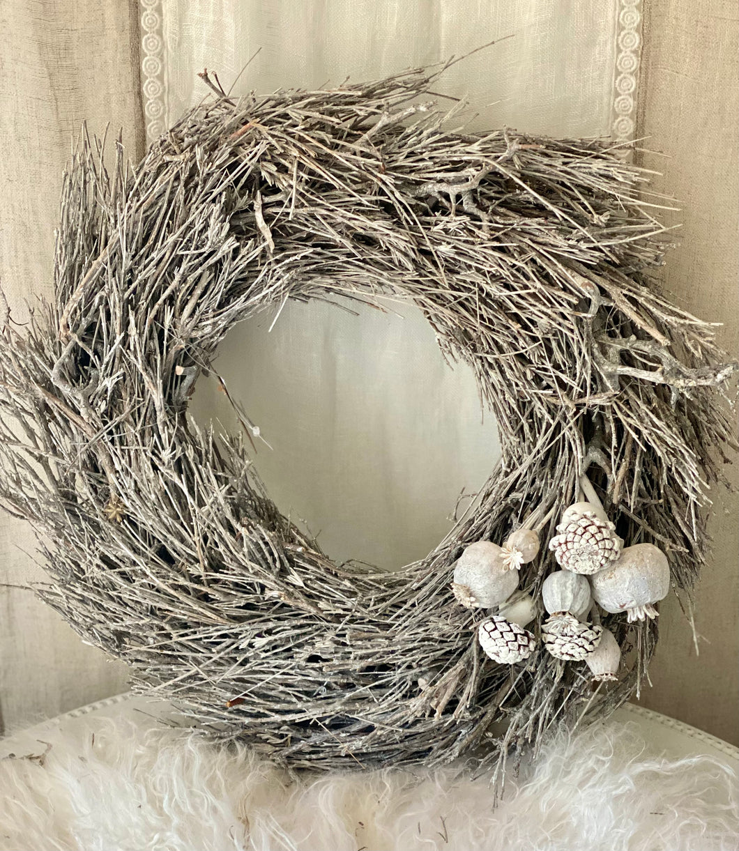 Couronne bois garnie 40cm