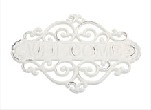 Charger l'image dans la galerie, Panneaux Welcome métallique antique crème H20xL28cm
