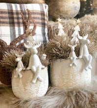 Charger l'image dans la galerie, Cache pot sapins beige/blanc PM H30xL15cm

