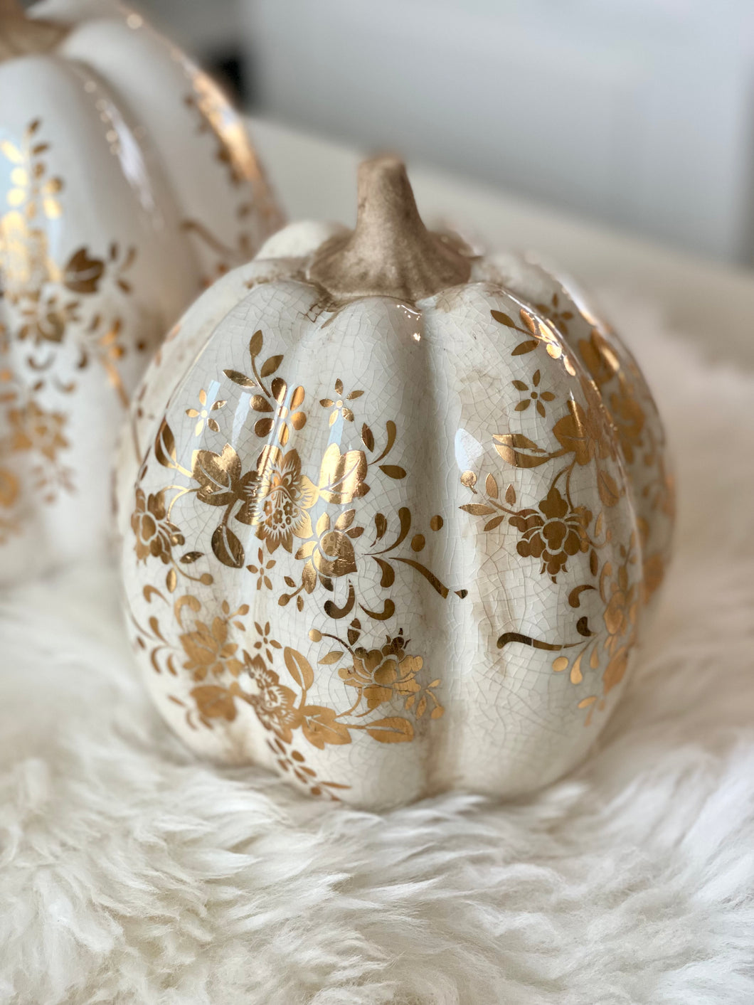 Courge M blanc cassé /doré H19xL17cm