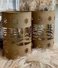 Charger l'image dans la galerie, Lanterne sapins métal rouillé H24xL15cm
