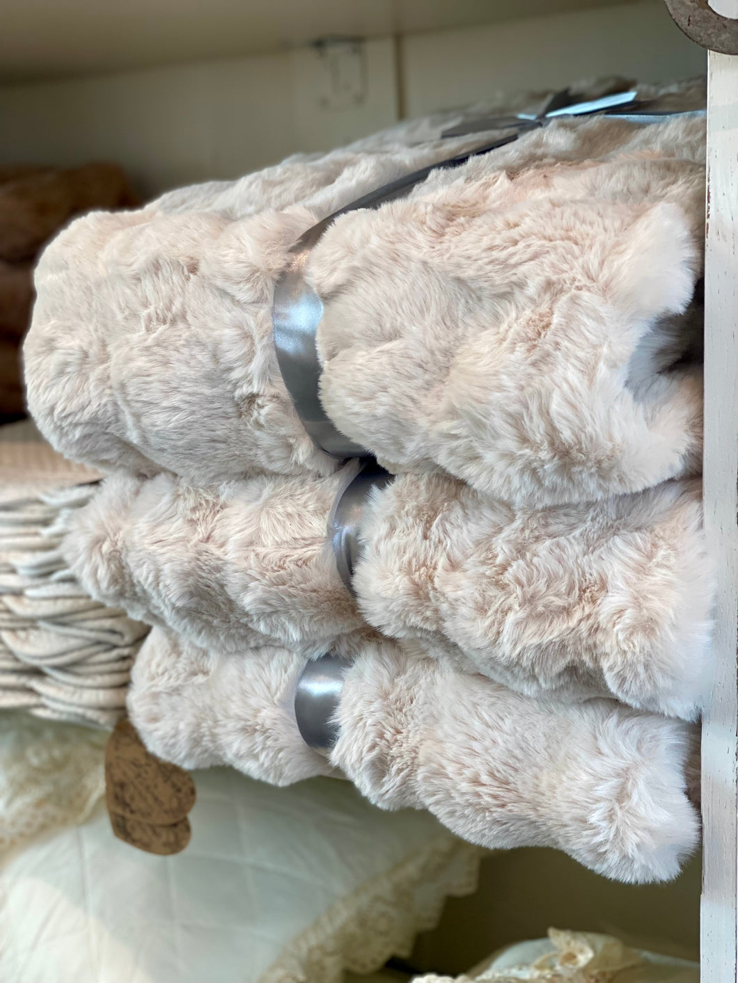 Plaid fourrure beige 160x140cm