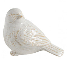 Charger l'image dans la galerie, Décoration oiseau à poser en grès blanc/gris H15xL11cm
