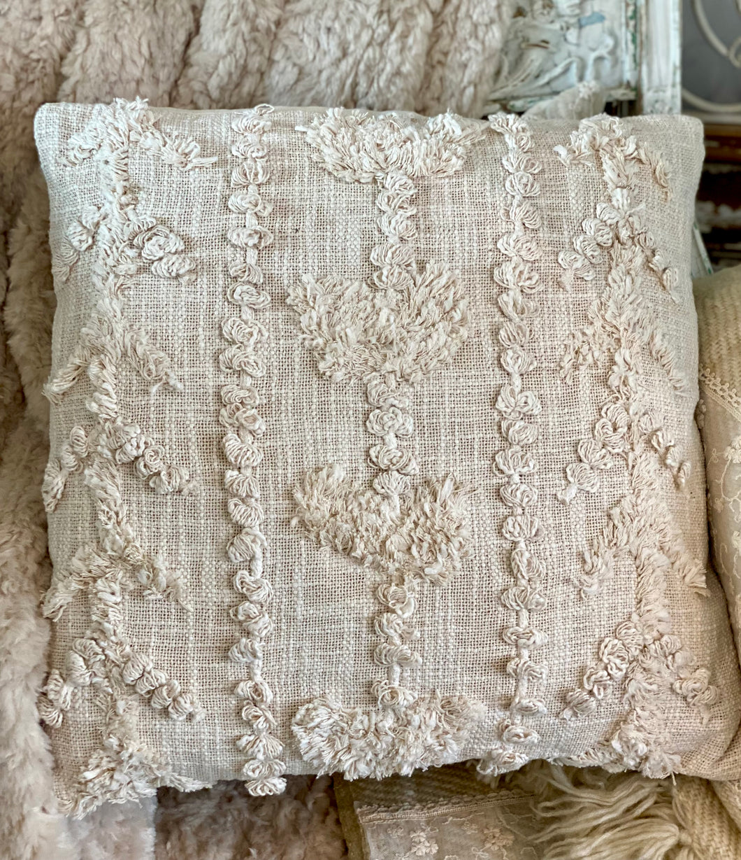 Coussin coton beige 45x45cm ( déhoussable, intérieur compris)