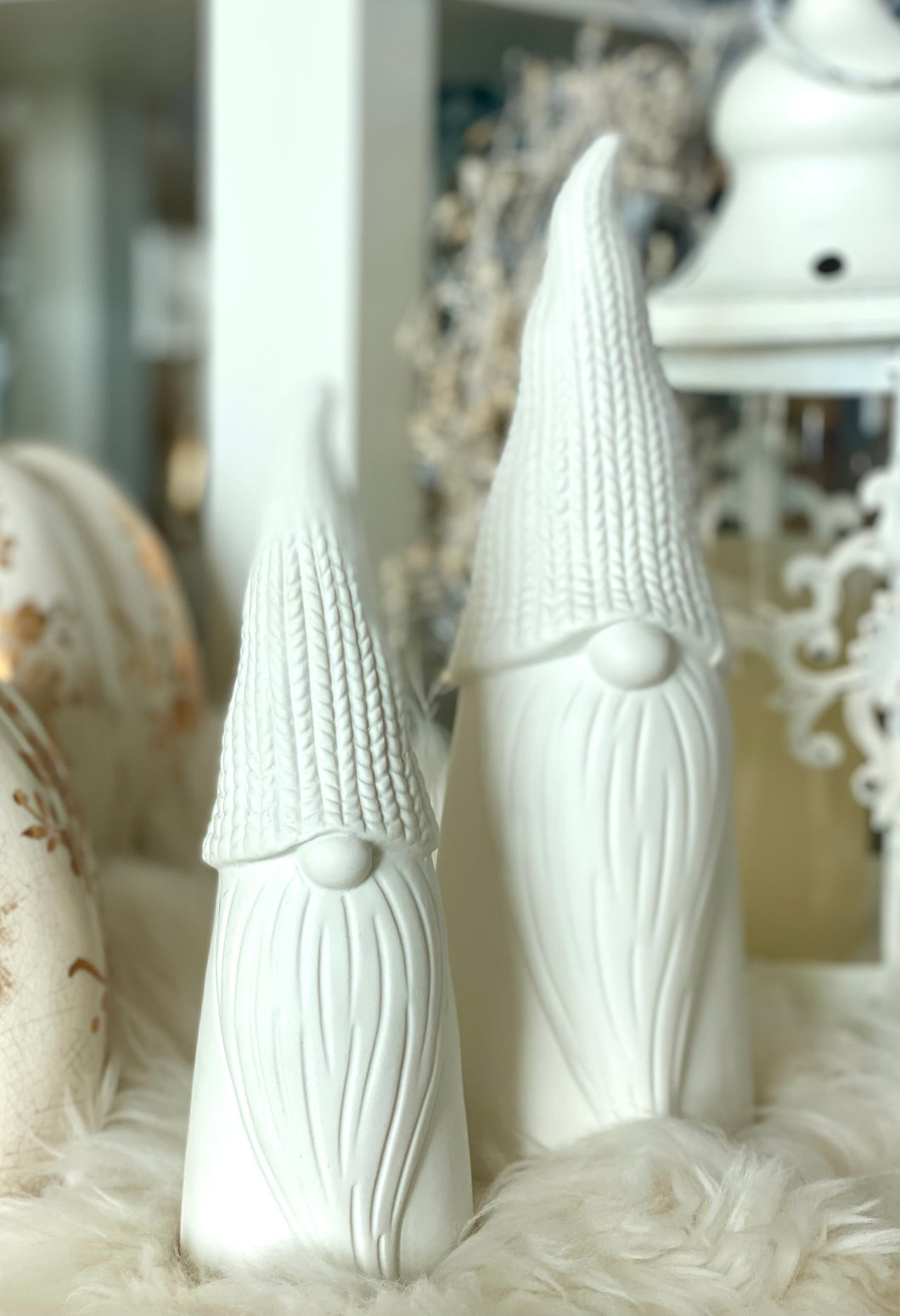 Gnome céramique blanc cassé GM H27xL10cm