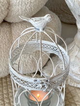 Charger l'image dans la galerie, Cage à oiseaux photophore blanche H21xL10cm
