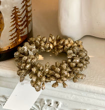 Charger l&#39;image dans la galerie, Anneau de bougeoir décoratif doré ancien /pailleté 7cm
