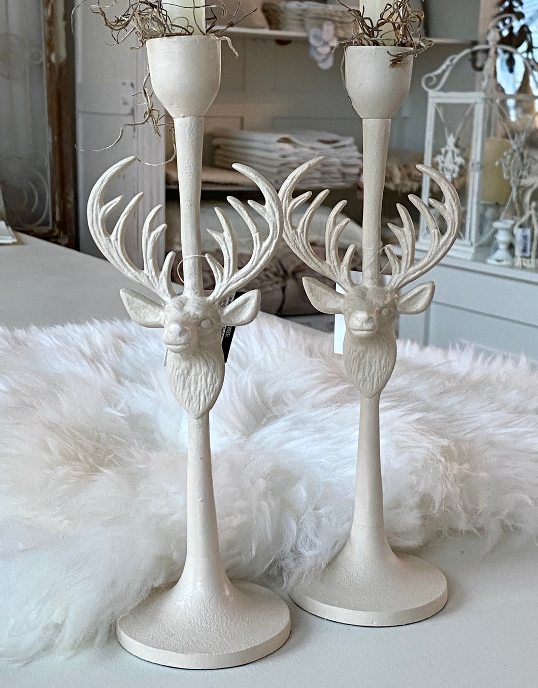 Chandelier fin métallique tête de cerf H27xL9cm