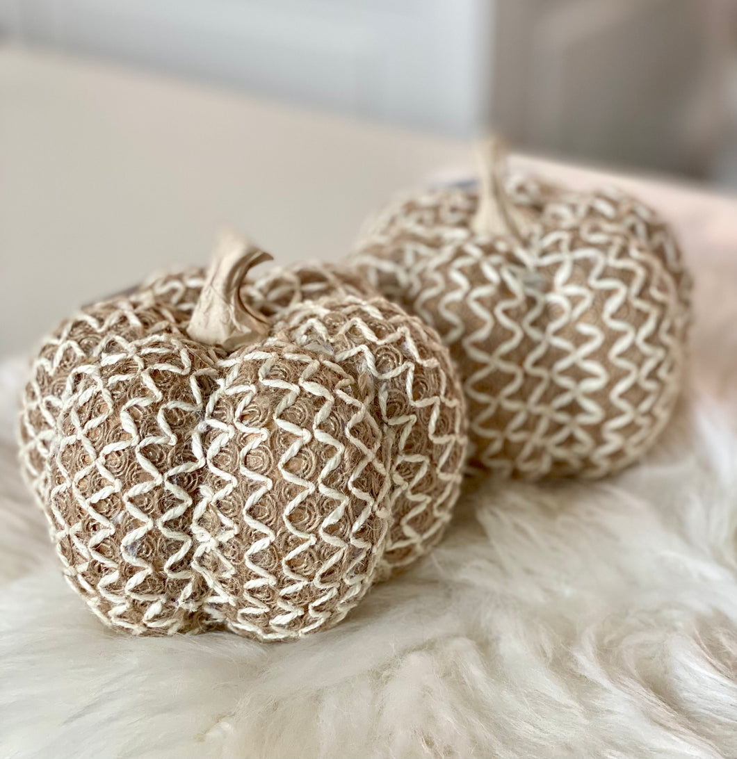 Citrouille en corde beige H14xL14cm