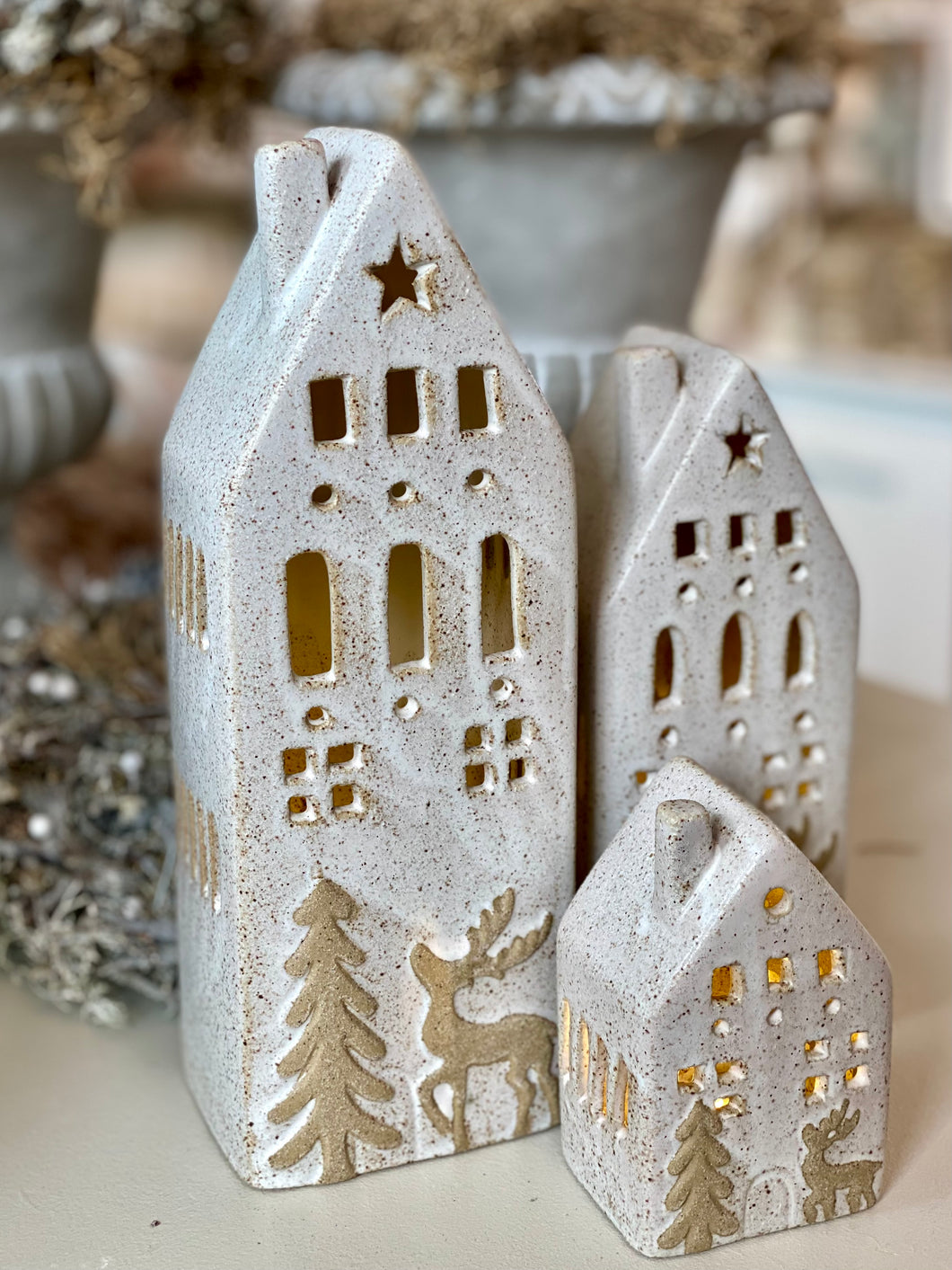 Maison céramique lumineuse led GM H25xL9cm