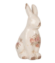 Charger l'image dans la galerie, Lapin céramique décor fleurs PM H22xL13cm

