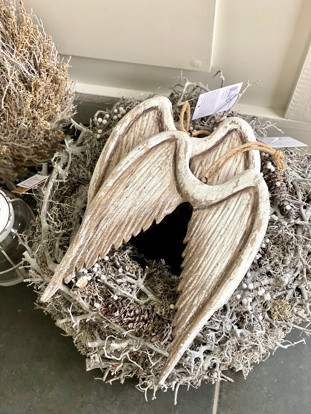 Aile d’ange bois patiné H27xL20cm