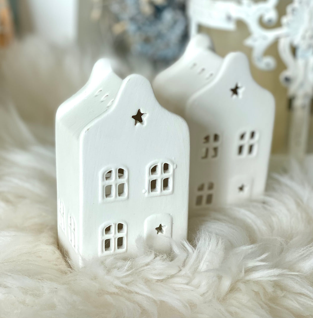 Maisonnette céramique blanc cassé H12xL6xP5cm