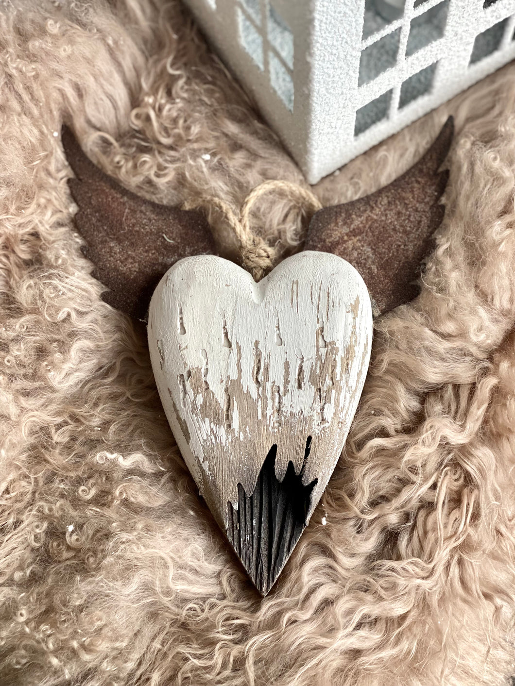 Cœur bois/métal rouillé PM H20xL17cm