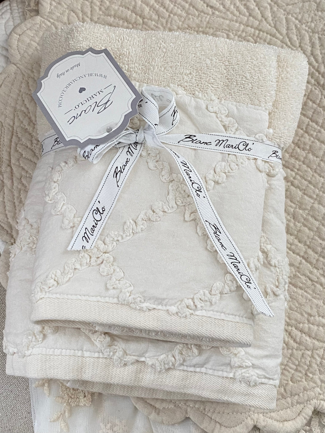 Set de 2 essuies écru 110x60cm - 60x40cm